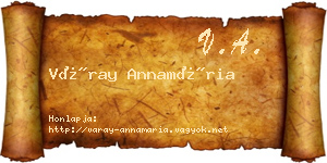 Váray Annamária névjegykártya